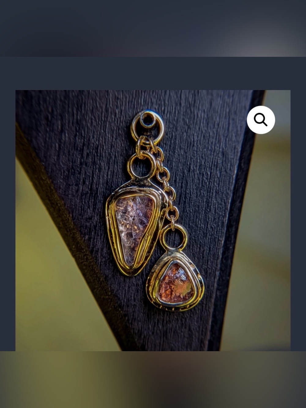 Gently used High Noon Handmade Tanagra charm w tanzanite and garnet in yg 💙💜🧡❤️ - Picture 3 of 3